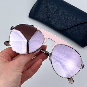 Loewe Women BRAND NEW Sunglasses LW40005U 14U Pink Leather Bordeaux Mirror Pilot